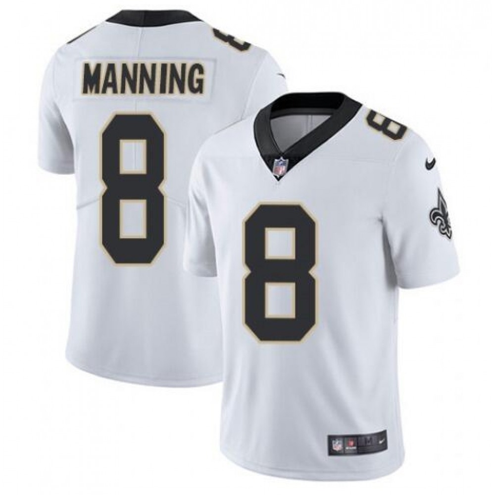 Men's New Orleans Saints #8 Archie Manning 2021 White Vapor Untouchable Limited Stitched Jersey Men's New Orleans Saints #8 Archie Manning 2021 White Vapor Untouchable Limited Stitched Jersey