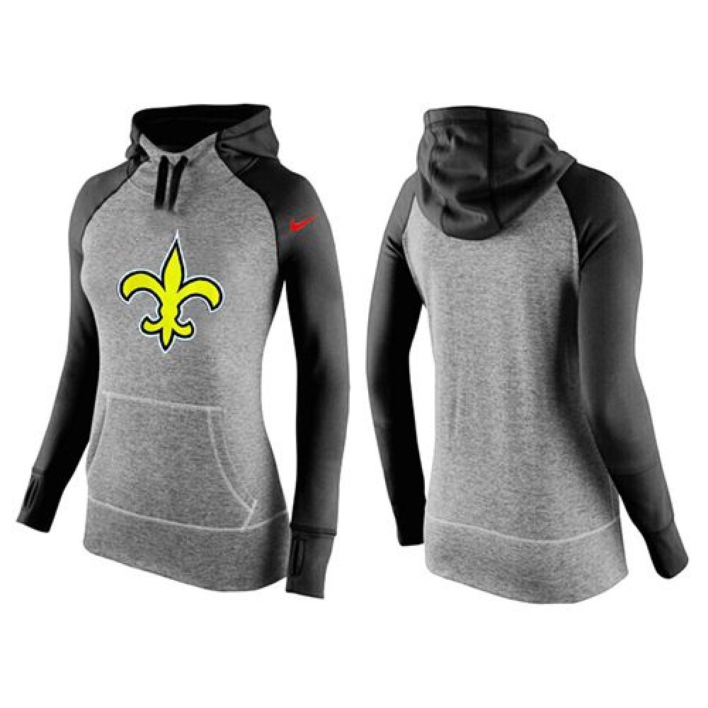 Women's Nike New Orleans Saints Performance Hoodie Grey & Black_2 Women's Nike New Orleans Saints Performance Hoodie Grey & Black_2