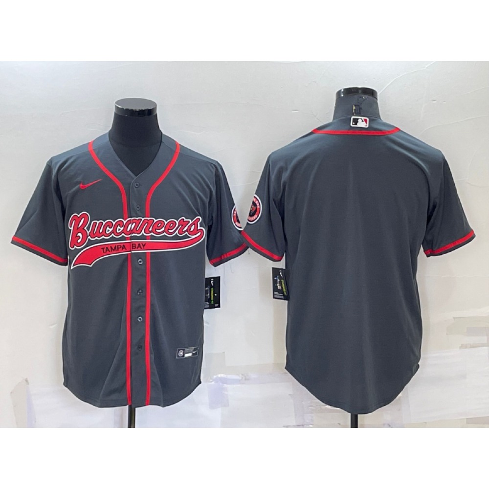 Men's Tampa Bay Buccaneers Blank Charcoal Cool Base Stitched Baseball Jersey Men's Tampa Bay Buccaneers Blank Charcoal Cool Base Stitched Baseball Jersey