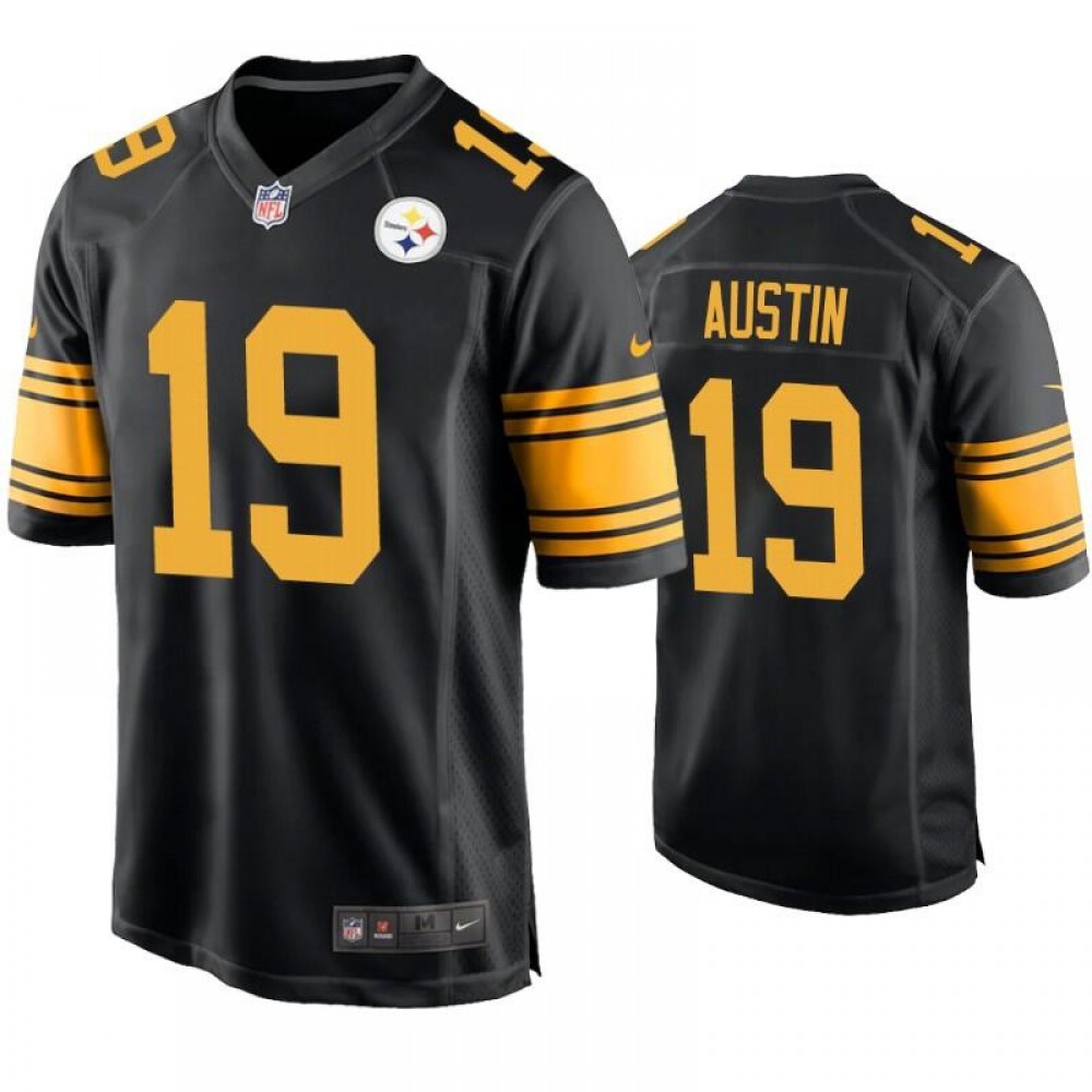 Men's Pittsburgh Steelers #19 Calvin Austin Black Color Rush Stitched Jersey Men's Pittsburgh Steelers #19 Calvin Austin Black Color Rush Stitched Jersey