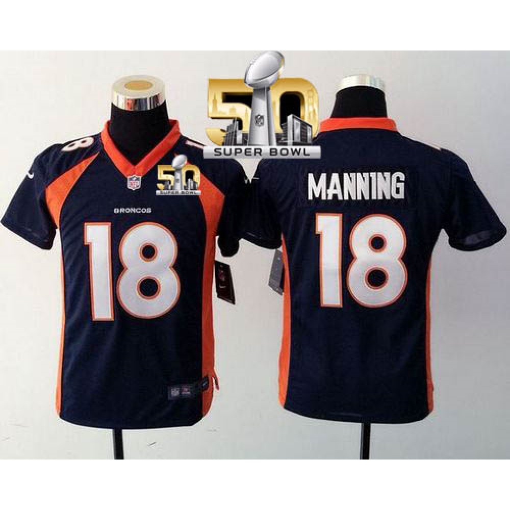 Nike Broncos #18 Peyton Manning Blue Alternate Super Bowl 50 Youth Stitched NFL Elite Jersey Nike Broncos #18 Peyton Manning Blue Alternate Super Bowl 50 Youth Stitched NFL Elite Jersey
