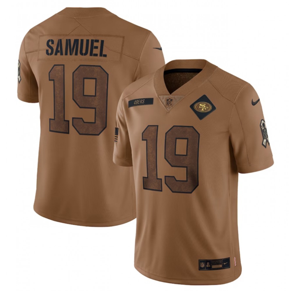 Men's San Francisco 49ers #19 Deebo Samuel 2023 Brown Salute To Service Limited Stitched Football Jersey Men's San Francisco 49ers #19 Deebo Samuel 2023 Brown Salute To Service Limited Stitched Football Jersey