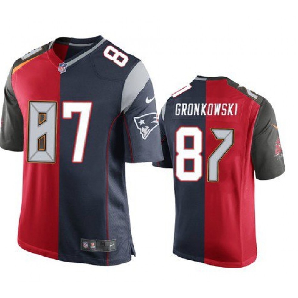 Men's Tampa Bay Buccaneers #87 Rob Gronkowski Red Navy Super Bowl Split GOAT Stitched Jersey Men's Tampa Bay Buccaneers #87 Rob Gronkowski Red Navy Super Bowl Split GOAT Stitched Jersey