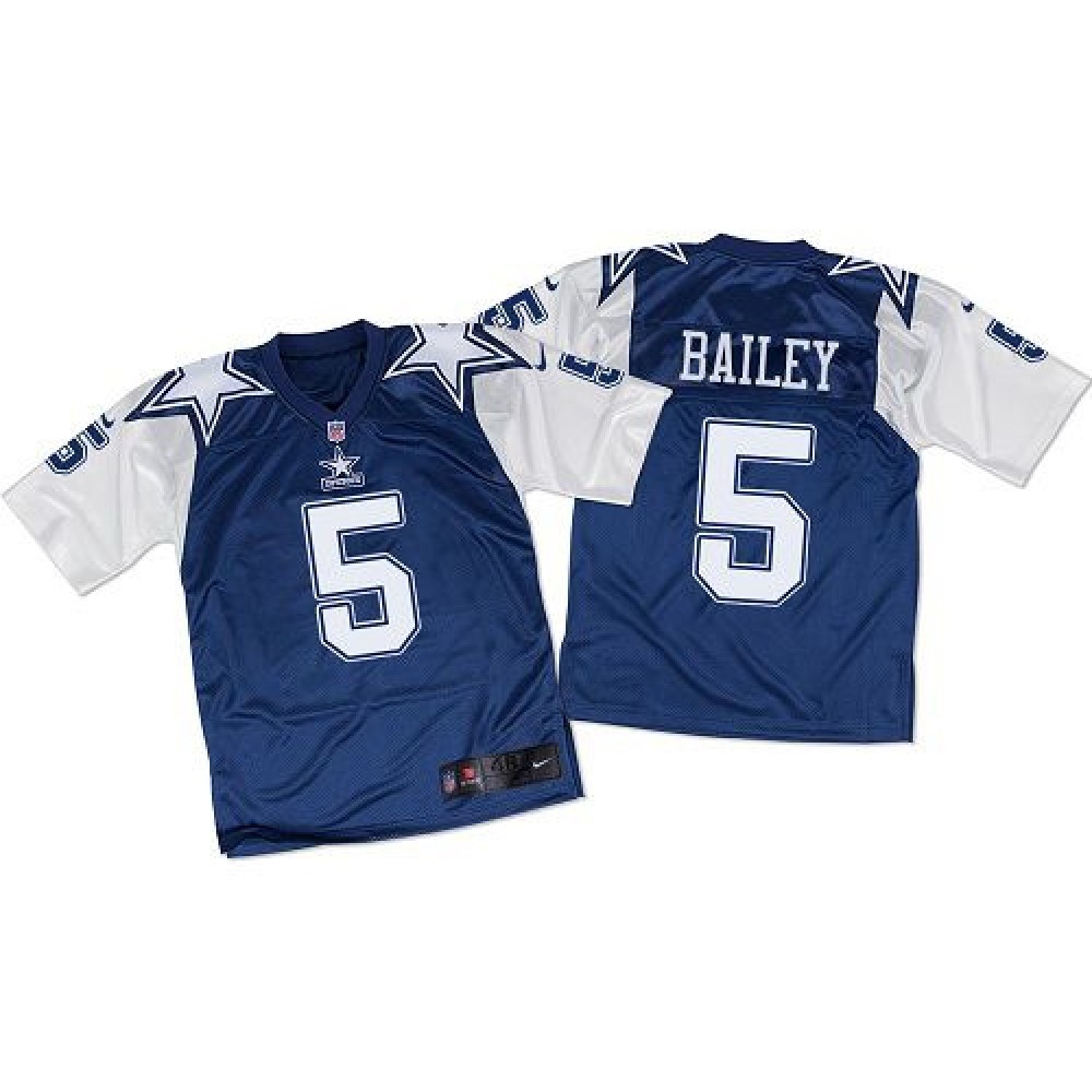 Nike Cowboys #5 Dan Bailey Navy Blue/White Throwback Men's Stitched NFL Elite Jersey