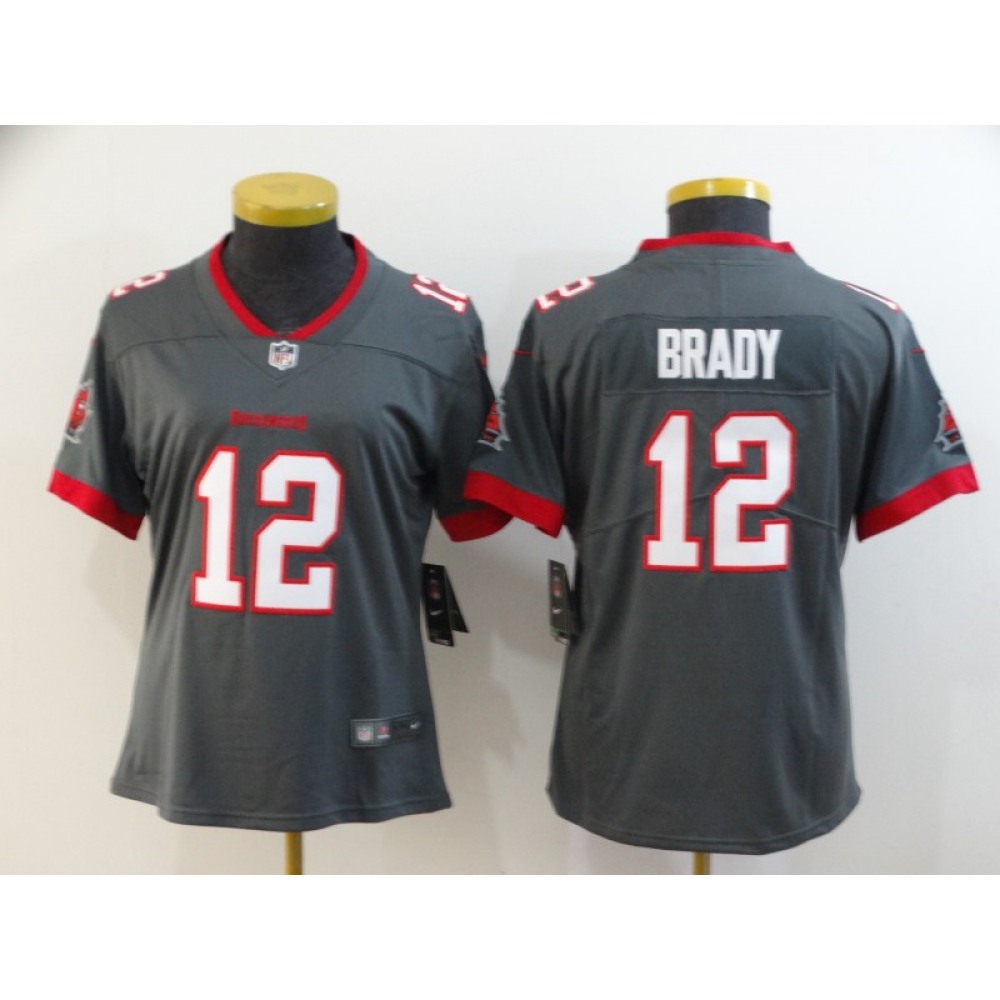 Women's Tampa Bay Buccaneers #12 Tom Brady Grey 2020 Vapor Untouchable Limited Stitched NFL Jersey(Run Small) Women's Tampa Bay Buccaneers #12 Tom Brady Grey 2020 Vapor Untouchable Limited Stitched NFL Jersey(Run Small)