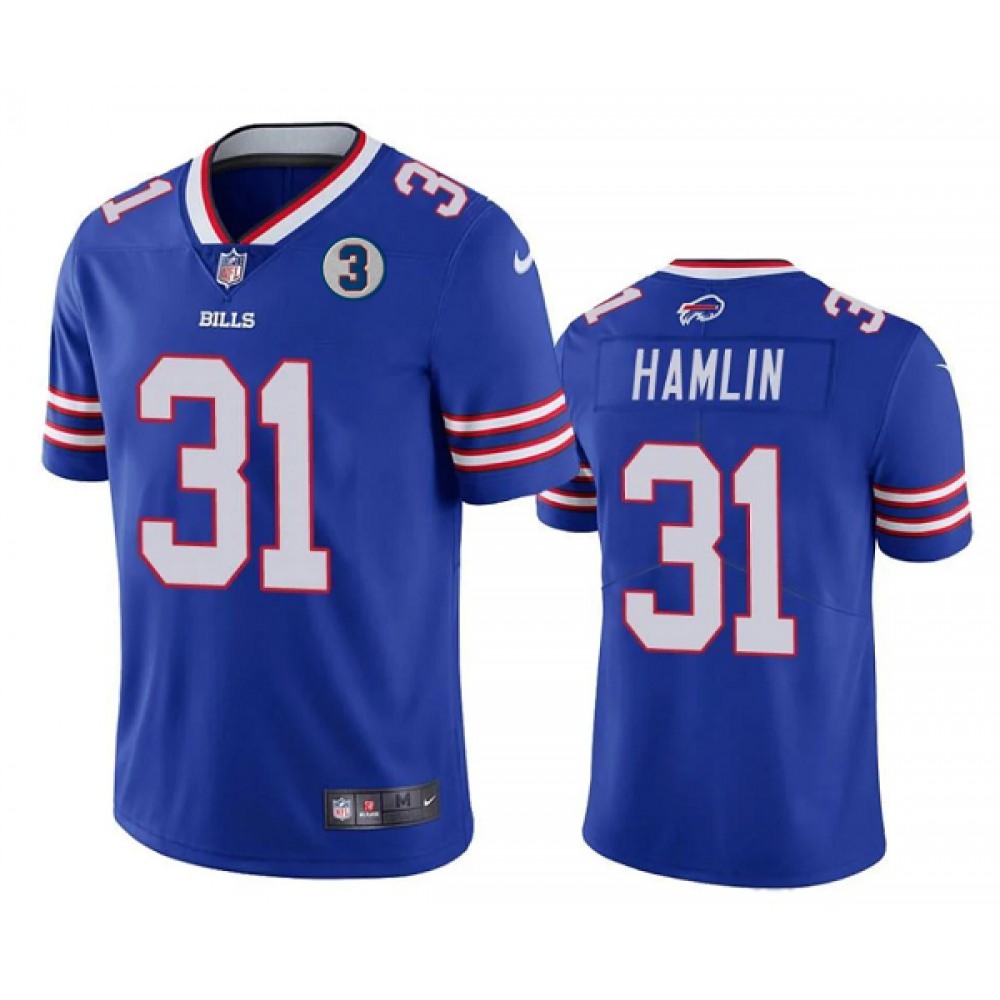 Men's Buffalo Bills #31 Damar Hamlin Blue With NO.3 Patch Vapor Untouchable Limited Stitched Jersey Men's Buffalo Bills #31 Damar Hamlin Blue With NO.3 Patch Vapor Untouchable Limited Stitched Jersey