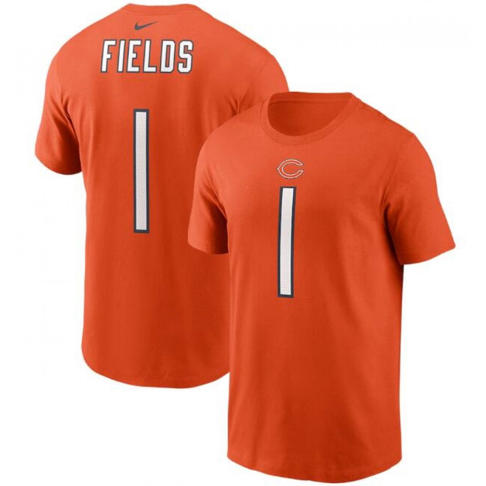 Men's Chicago Bears #1 Justin Fields 2021 Orange NFL Draft First Round Pick Player Name & Number T-Shirt Men's Chicago Bears #1 Justin Fields 2021 Orange NFL Draft First Round Pick Player Name & Number T-Shirt
