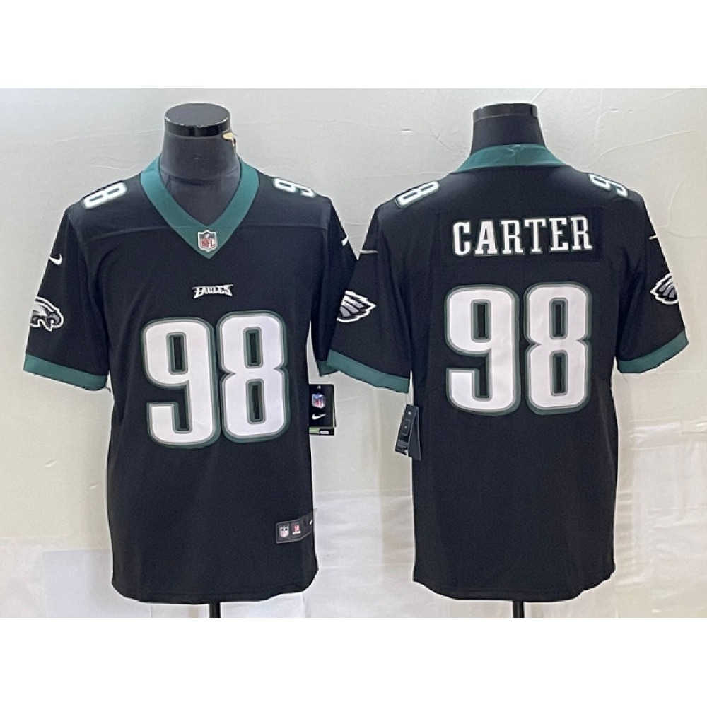 Men's Philadelphia Eagles #98 Jalen Carter Black Vapor Limited Stitched Football Jersey Men's Philadelphia Eagles #98 Jalen Carter Black Vapor Limited Stitched Football Jersey