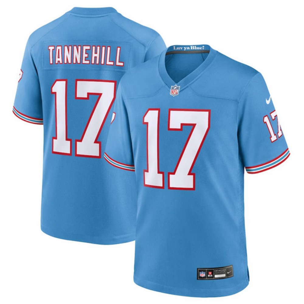 Men's Tennessee Titans #17 Ryan Tannehill Light Blue Throwback Player Stitched Game Jersey Men's Tennessee Titans #17 Ryan Tannehill Light Blue Throwback Player Stitched Game Jersey