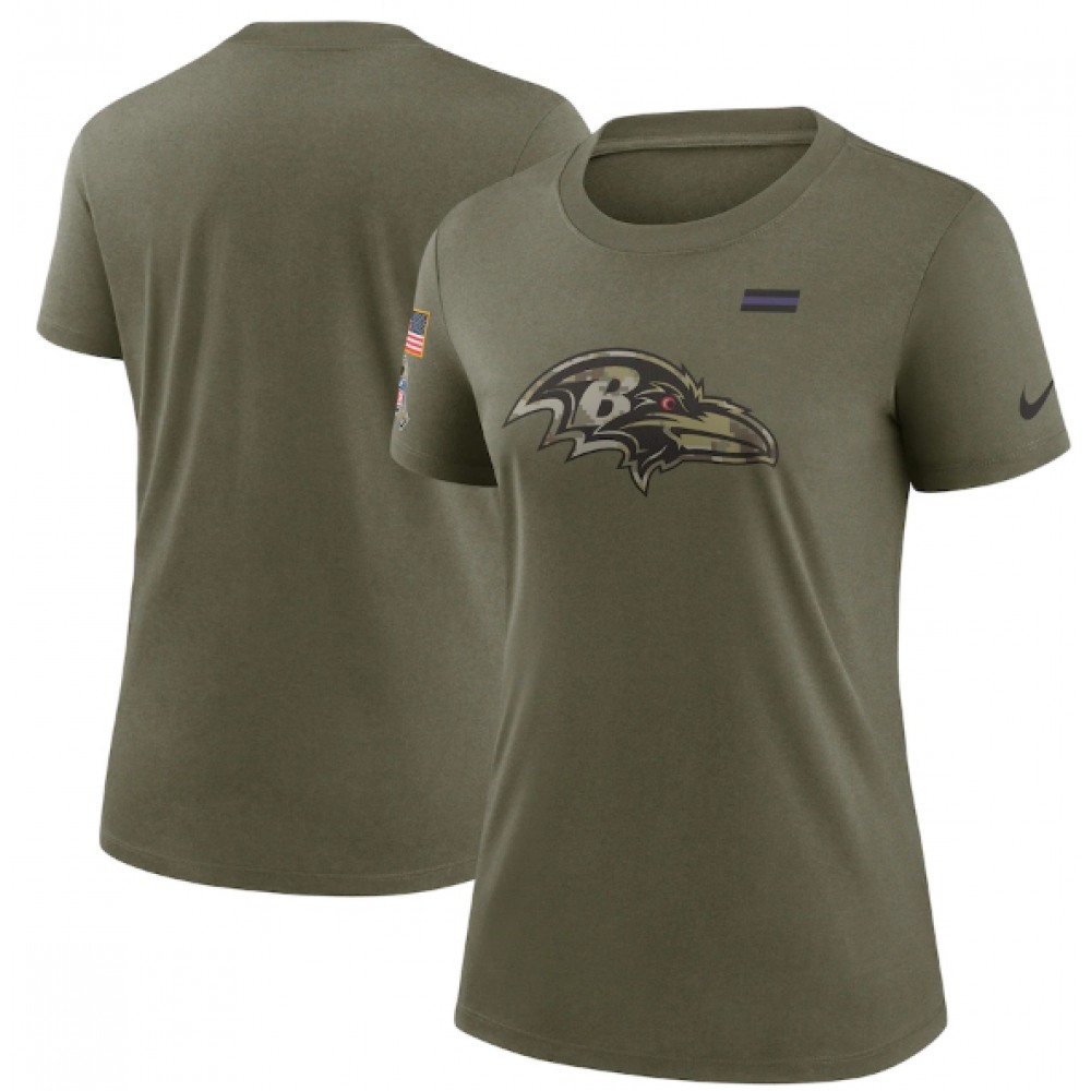 Women's Baltimore Ravens Olive 2021 Salute To Service T-Shirt (Run Small) Women's Baltimore Ravens Olive 2021 Salute To Service T-Shirt (Run Small)