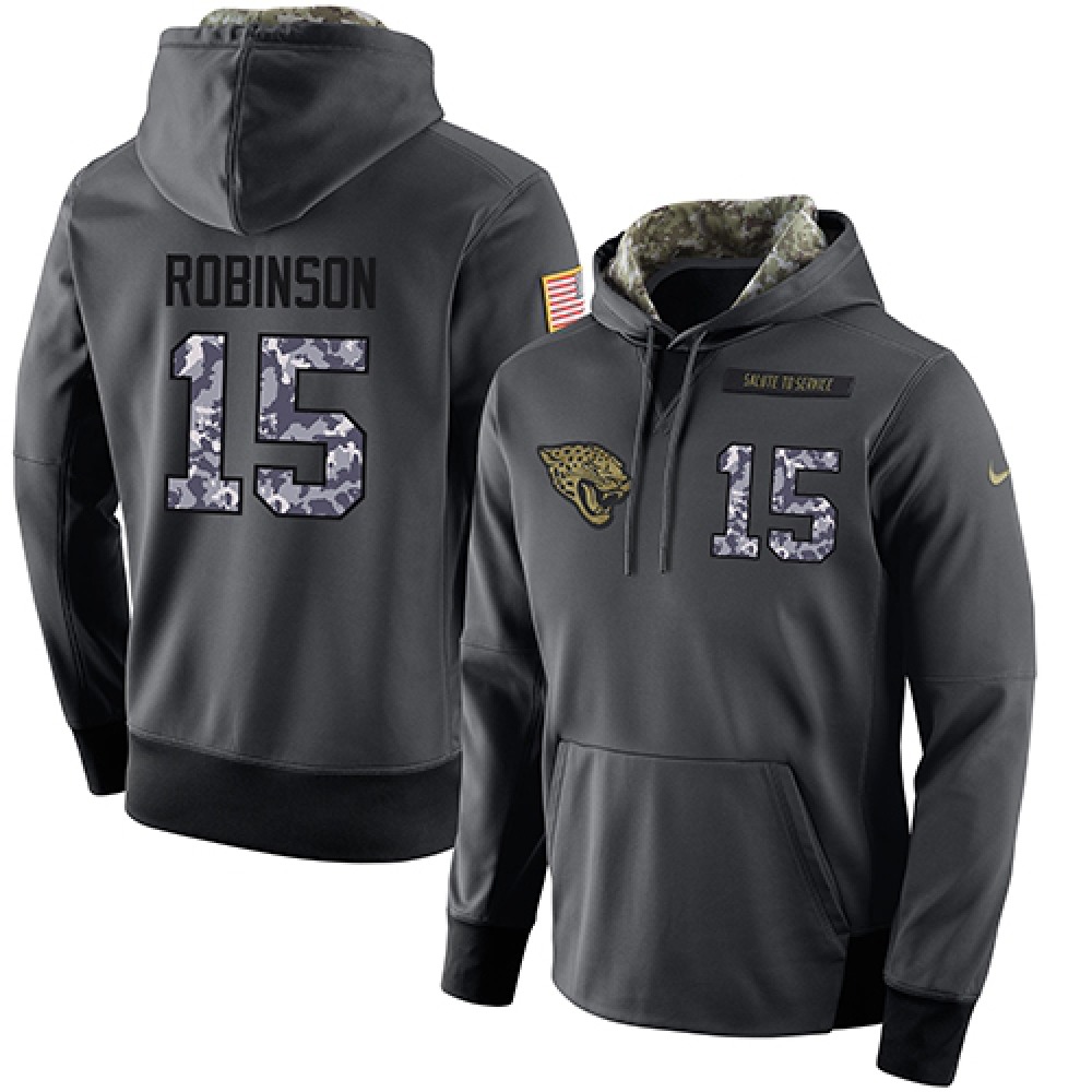 NFL Men's Nike Jacksonville Jaguars #15 Allen Robinson Stitched Black Anthracite Salute to Service Player Performance Hoodie NFL Men's Nike Jacksonville Jaguars #15 Allen Robinson Stitched Black Anthracite Salute to Service Player Performance Hoodie