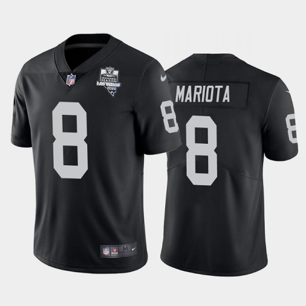 Men's Las Vegas Raiders #8 Marcus Mariota Black 2020 Inaugural Season Vapor Limited Stitched Jersey Men's Las Vegas Raiders #8 Marcus Mariota Black 2020 Inaugural Season Vapor Limited Stitched Jersey