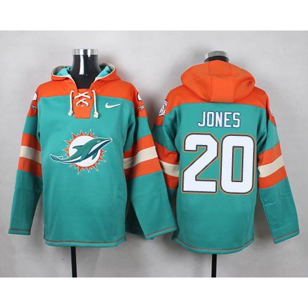 Nike Dolphins #20 Reshad Jones Aqua Green Player Pullover NFL Hoodie