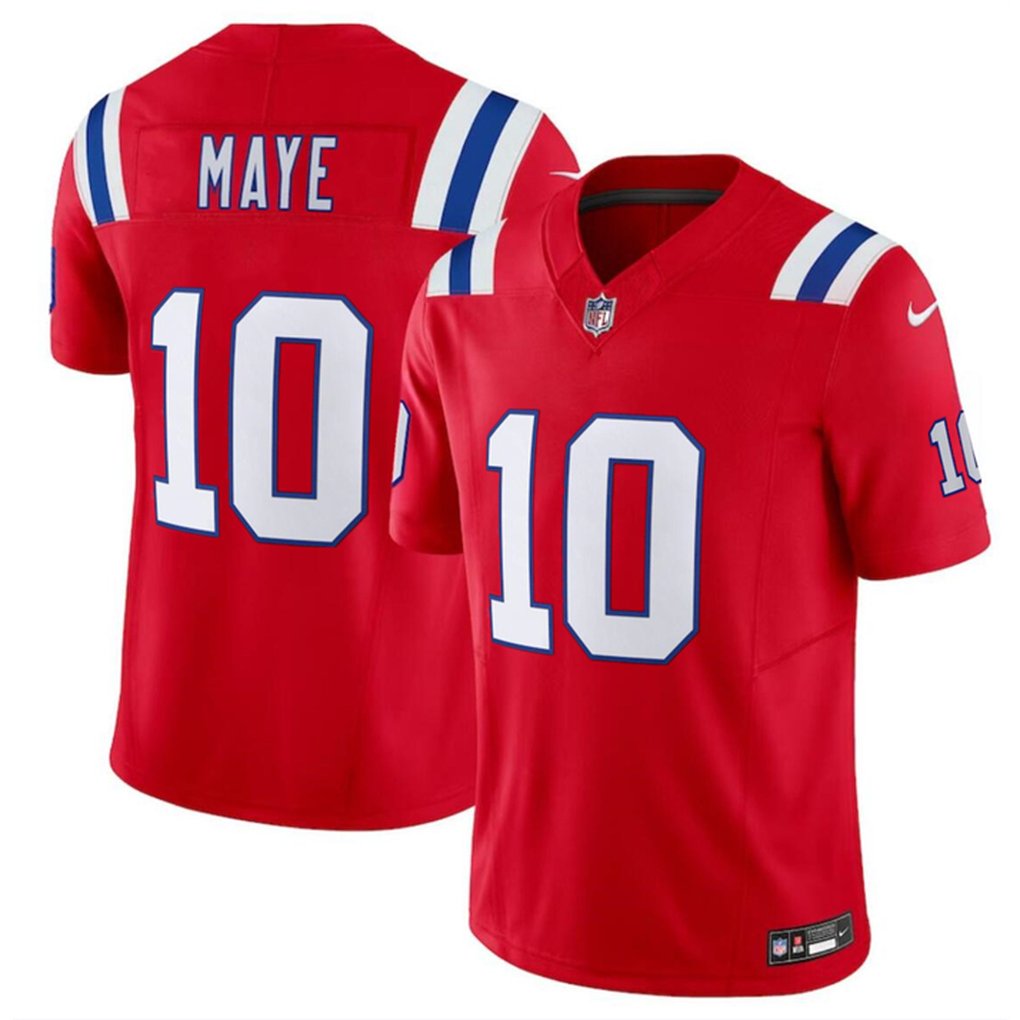 Men's New England Patriots #10 Drake Maye Red 2024 Draft F.U.S.E. Vapor Limited Stitched Football Jersey Men's New England Patriots #10 Drake Maye Red 2024 Draft F.U.S.E. Vapor Limited Stitched Football Jersey