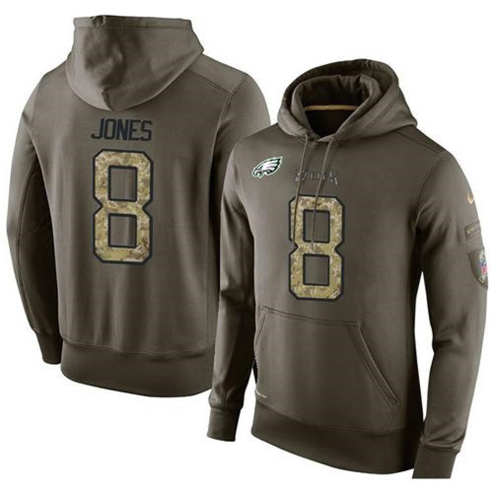NFL Men's Nike Philadelphia Eagles #8 Donnie Jones Stitched Green Olive Salute To Service KO Performance Hoodie NFL Men's Nike Philadelphia Eagles #8 Donnie Jones Stitched Green Olive Salute To Service KO Performance Hoodie