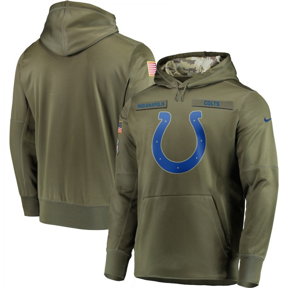 Men's Indianapolis Colts 2018 Olive Salute to Service Sideline Therma Performance Pullover Stitched NFL Hoodie Men's Indianapolis Colts 2018 Olive Salute to Service Sideline Therma Performance Pullover Stitched NFL Hoodie