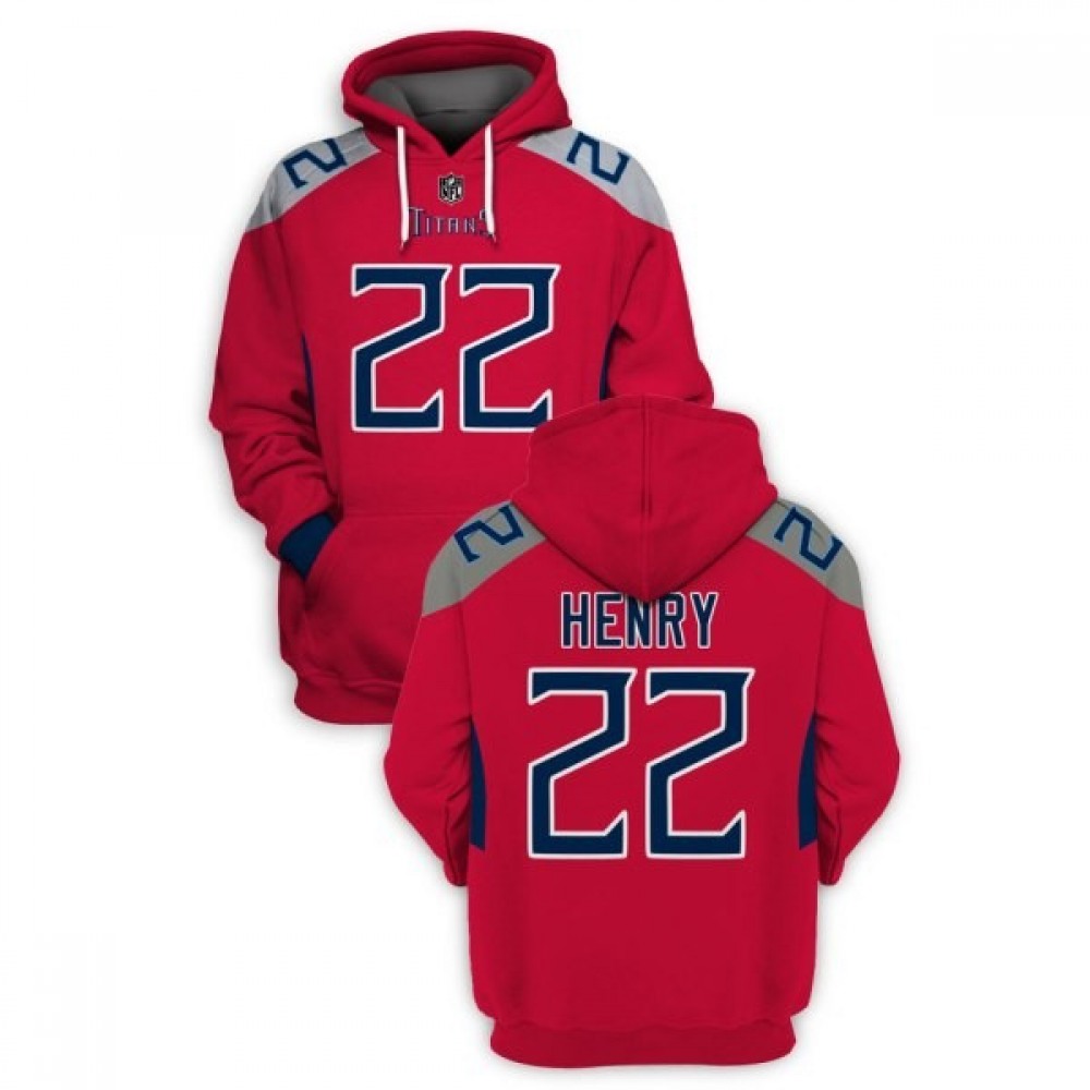 Men's Tennessee Titans #22 Derrick Henry 2021 Red Pullover Hoodie Men's Tennessee Titans #22 Derrick Henry 2021 Red Pullover Hoodie