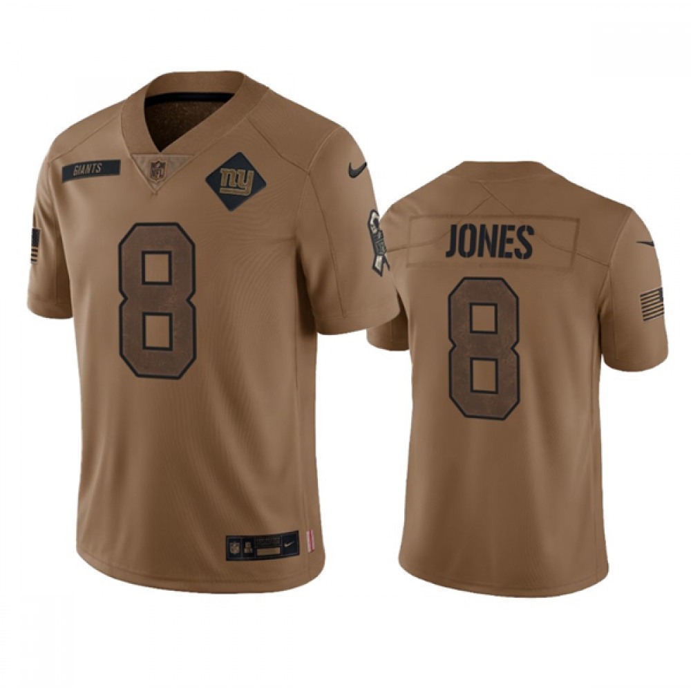 Men's New York Giants #8 Daniel Jones 2023 Brown Salute To Service Vapor Untouchable Limited Stitched Jersey Men's New York Giants #8 Daniel Jones 2023 Brown Salute To Service Vapor Untouchable Limited Stitched Jersey