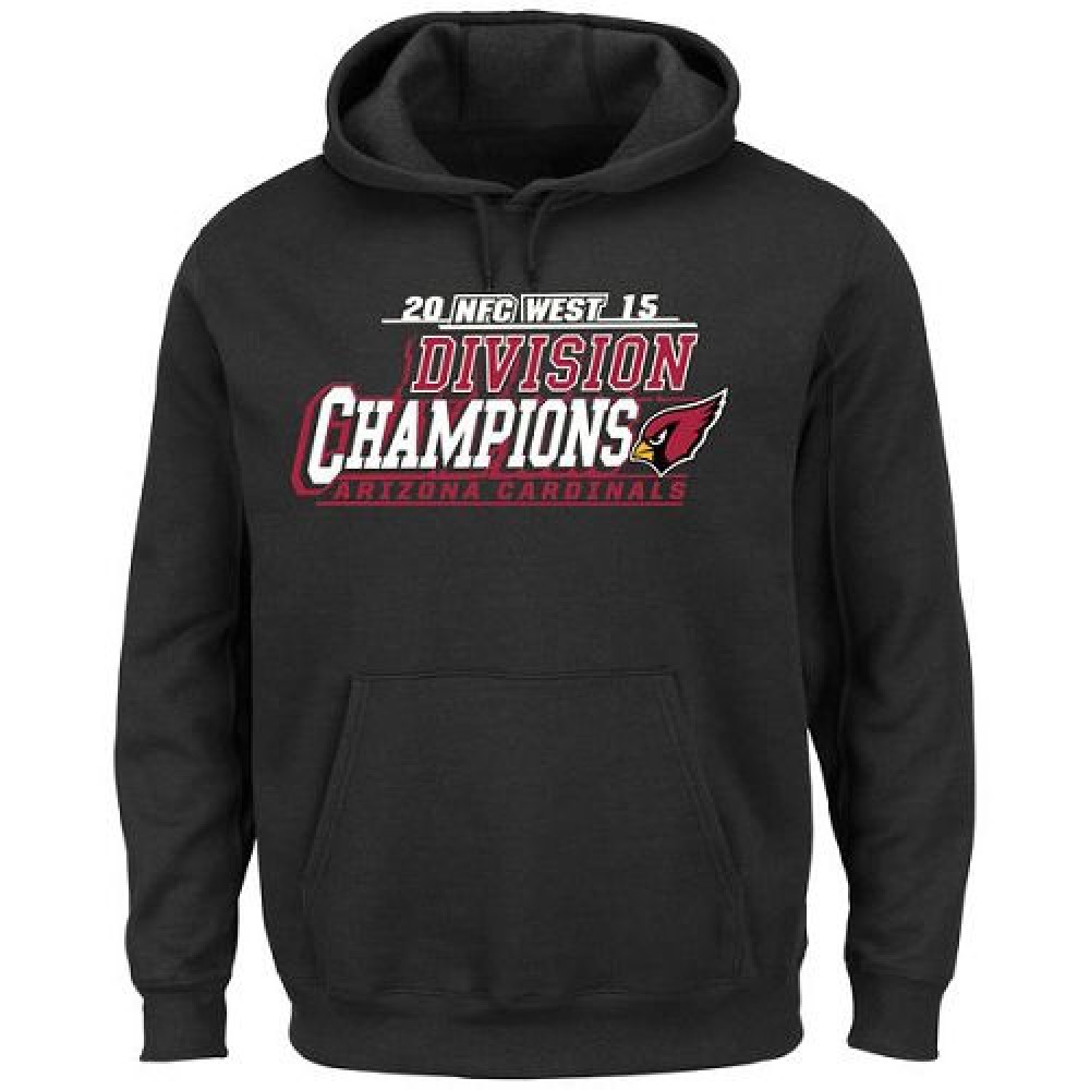 Men's Arizona Cardinals Majestic Black 2015 NFC West Division Champions Pullover Hoodie Men's Arizona Cardinals Majestic Black 2015 NFC West Division Champions Pullover Hoodie