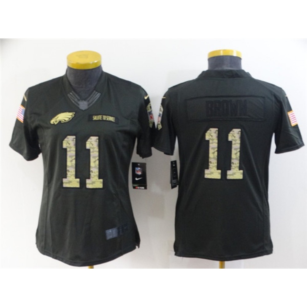 Women's Philadelphia Eagles #11 A. J. Brown Black Salute To Service Stitched Football Jersey(Run Small) Women's Philadelphia Eagles #11 A. J. Brown Black Salute To Service Stitched Football Jersey(Run Small)