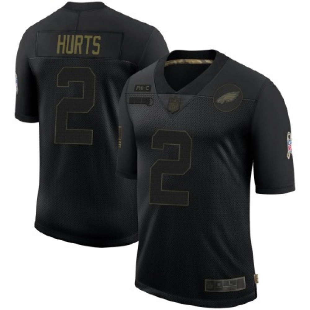 Men's Philadelphia Eagles #2 Jalen Hurts Black Salute To Service Limited Stitched Jersey Men's Philadelphia Eagles #2 Jalen Hurts Black Salute To Service Limited Stitched Jersey