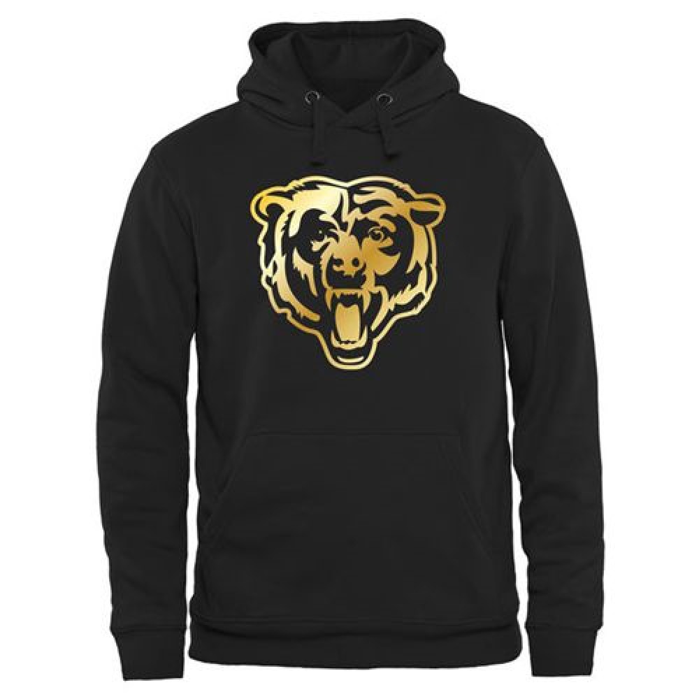 Men's Chicago Bears Pro Line Black Gold Collection Pullover Hoodie Men's Chicago Bears Pro Line Black Gold Collection Pullover Hoodie