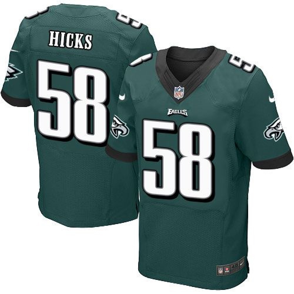 Nike Eagles #58 Jordan Hicks Midnight Green Team Color Men's Stitched NFL New Elite Jersey Nike Eagles #58 Jordan Hicks Midnight Green Team Color Men's Stitched NFL New Elite Jersey