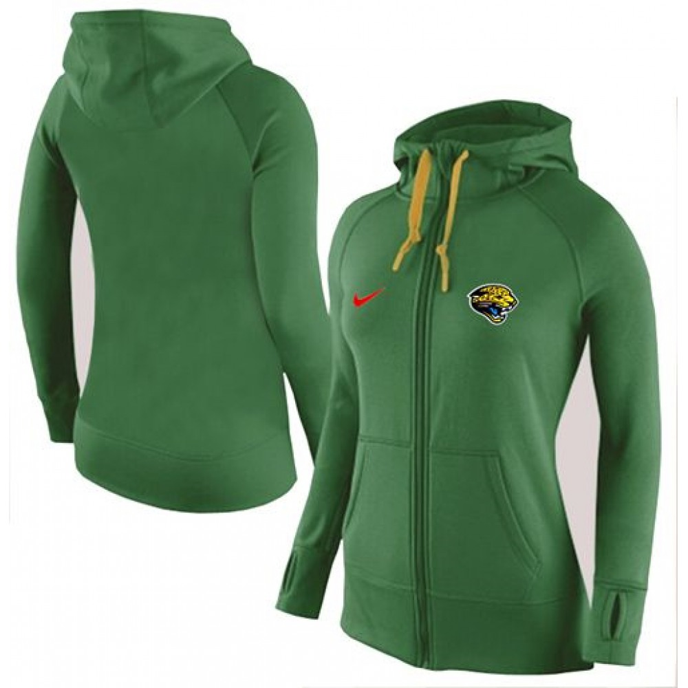 Women's Nike Jacksonville Jaguars Full-Zip Performance Hoodie Green Women's Nike Jacksonville Jaguars Full-Zip Performance Hoodie Green