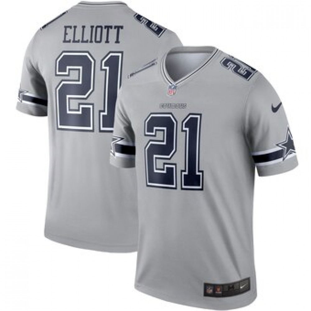 Men's Dallas Cowboys #21 Ezekiel Elliott Gray Inverted Legend Jersey Men's Dallas Cowboys #21 Ezekiel Elliott Gray Inverted Legend Jersey