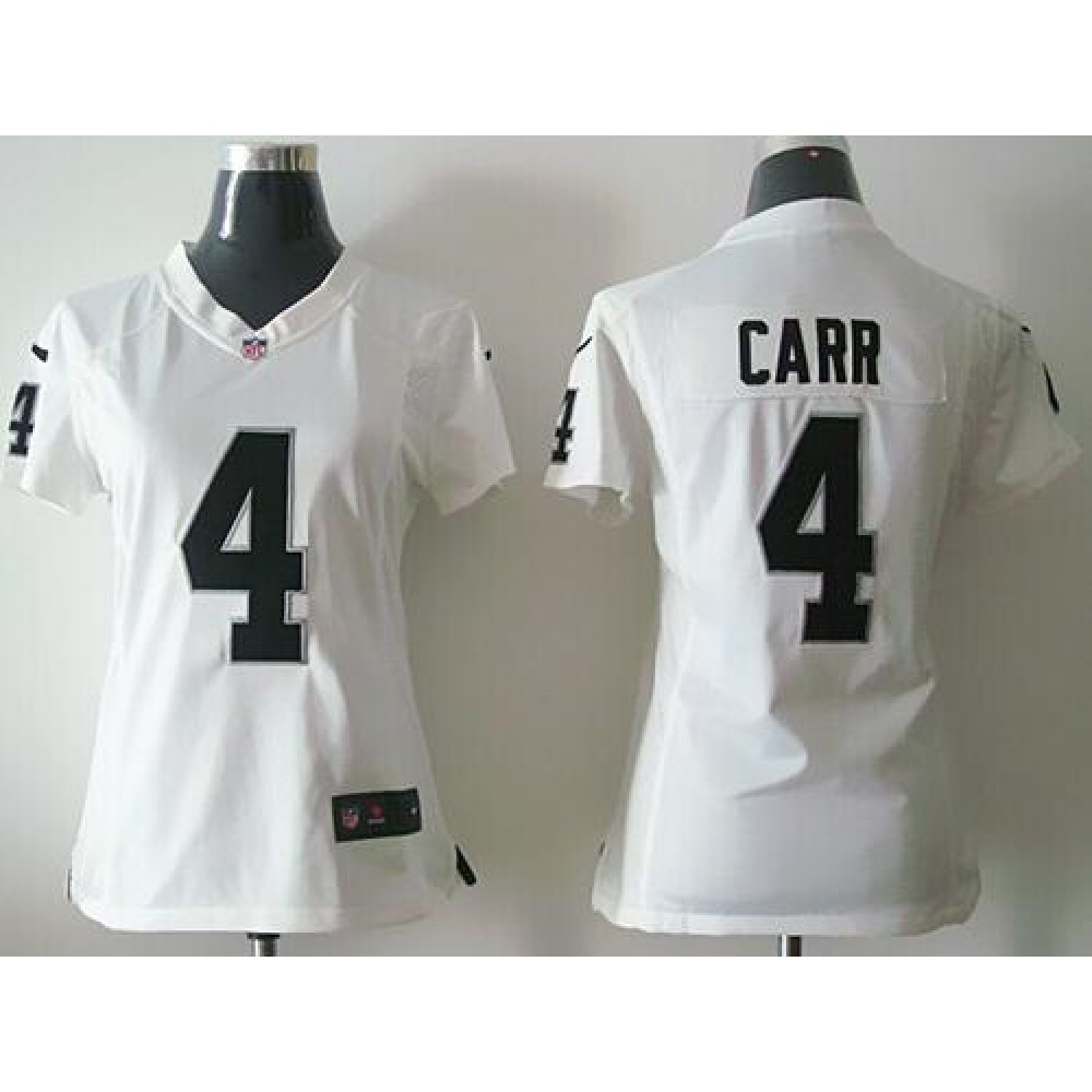 Nike Raiders #4 Derek Carr White Women's Stitched NFL Elite Jersey Nike Raiders #4 Derek Carr White Women's Stitched NFL Elite Jersey