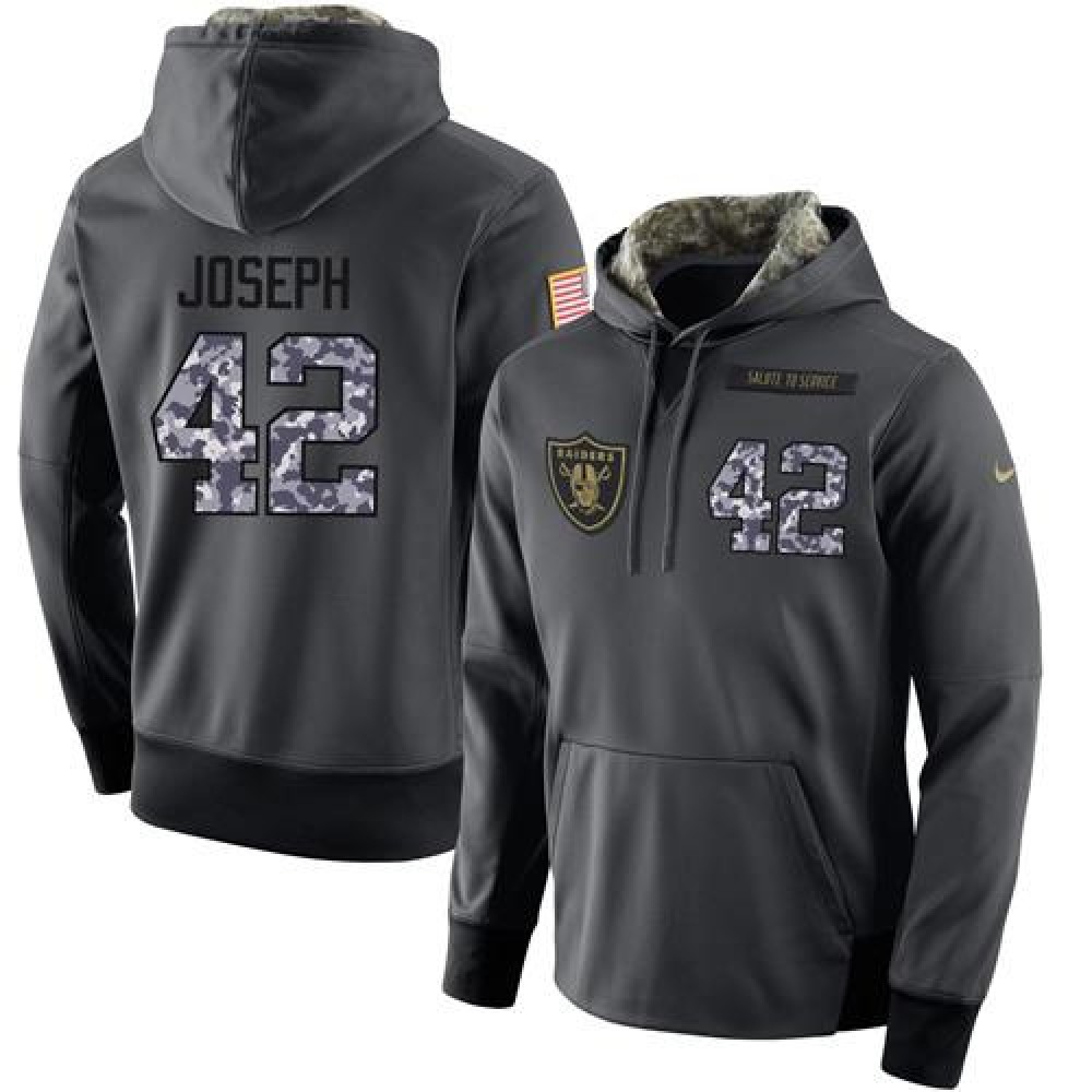 NFL Men's Nike Oakland Raiders #42 Karl Joseph Stitched Black Anthracite Salute to Service Player Performance Hoodie NFL Men's Nike Oakland Raiders #42 Karl Joseph Stitched Black Anthracite Salute to Service Player Performance Hoodie