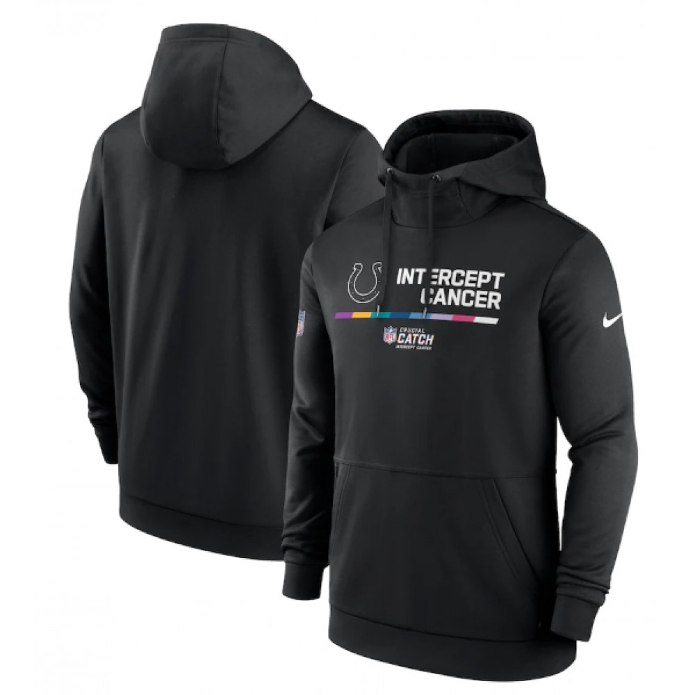 Men's Indianapolis Colts 2022 Black Crucial Catch Therma Performance Pullover Hoodie
