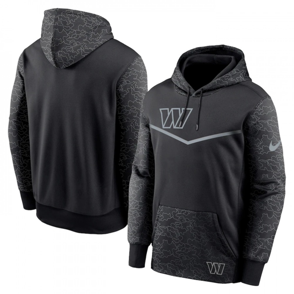 Men's Washington Commanders Black Reflective Therma Hoodie Men's Washington Commanders Black Reflective Therma Hoodie