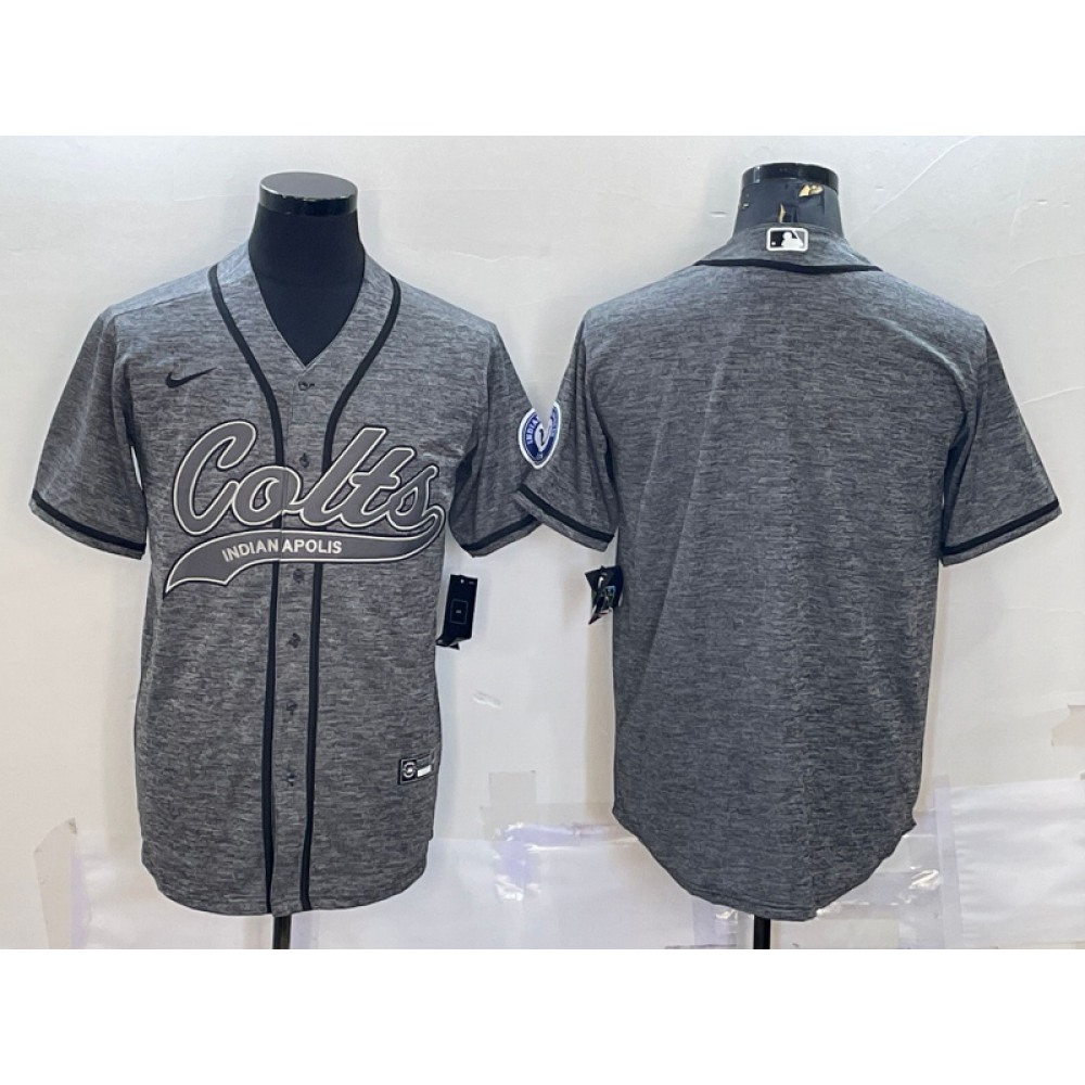Men's Indianapolis Colts Blank Grey With Patch Cool Base Stitched Baseball Jersey Men's Indianapolis Colts Blank Grey With Patch Cool Base Stitched Baseball Jersey