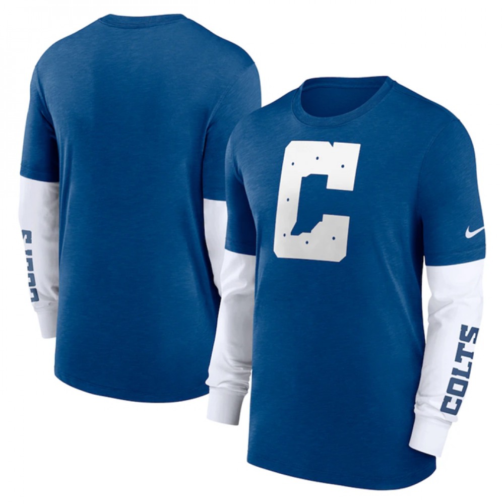 Men's Indianapolis Colts Heather Blue Slub Fashion Long Sleeve T-Shirt Men's Indianapolis Colts Heather Blue Slub Fashion Long Sleeve T-Shirt