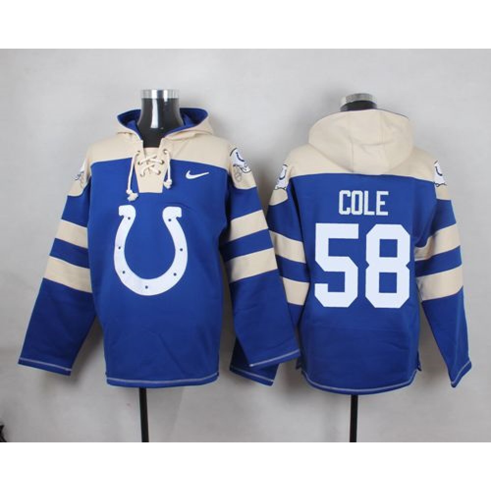 Nike Colts #58 Trent Cole Royal Blue Player Pullover NFL Hoodie Nike Colts #58 Trent Cole Royal Blue Player Pullover NFL Hoodie