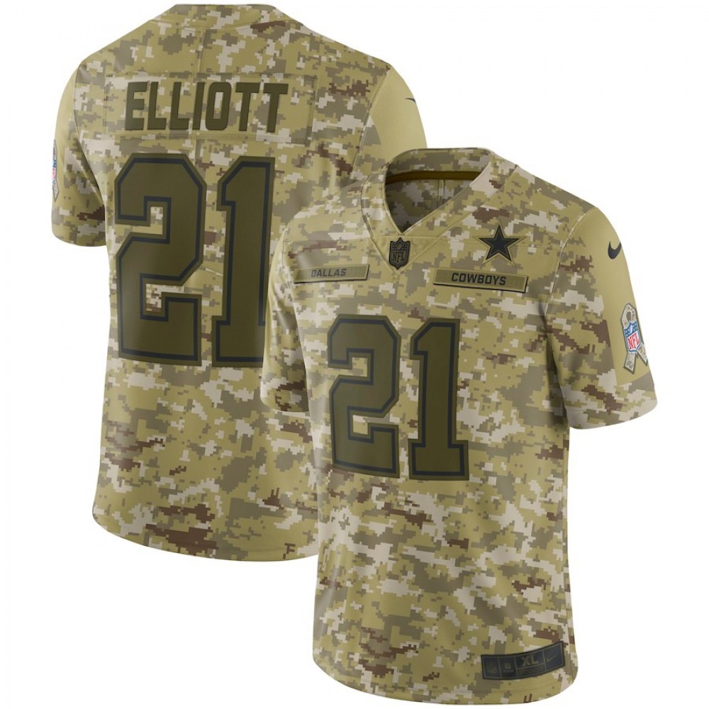 Men's Dallas Cowboys #21 Ezekiel Elliott 2018 Camo Salute to Service Limited Stitched NFL Jersey Men's Dallas Cowboys #21 Ezekiel Elliott 2018 Camo Salute to Service Limited Stitched NFL Jersey
