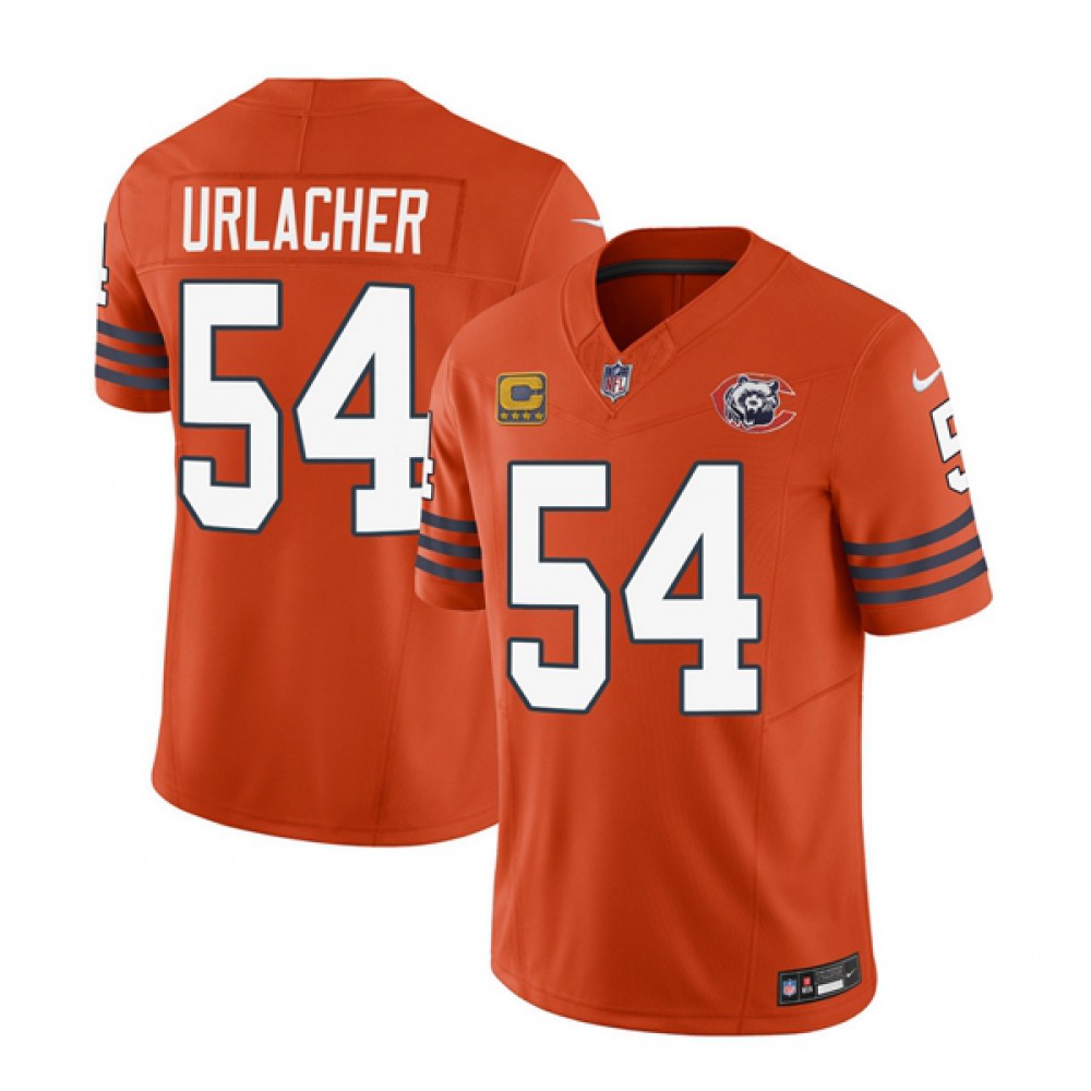 Men's Chicago Bears #54 Brian Urlacher Orange 2023 F.U.S.E. With 4-star C Patch Throwback Limited Stitched Football Jersey Men's Chicago Bears #54 Brian Urlacher Orange 2023 F.U.S.E. With 4-star C Patch Throwback Limited Stitched Football Jersey
