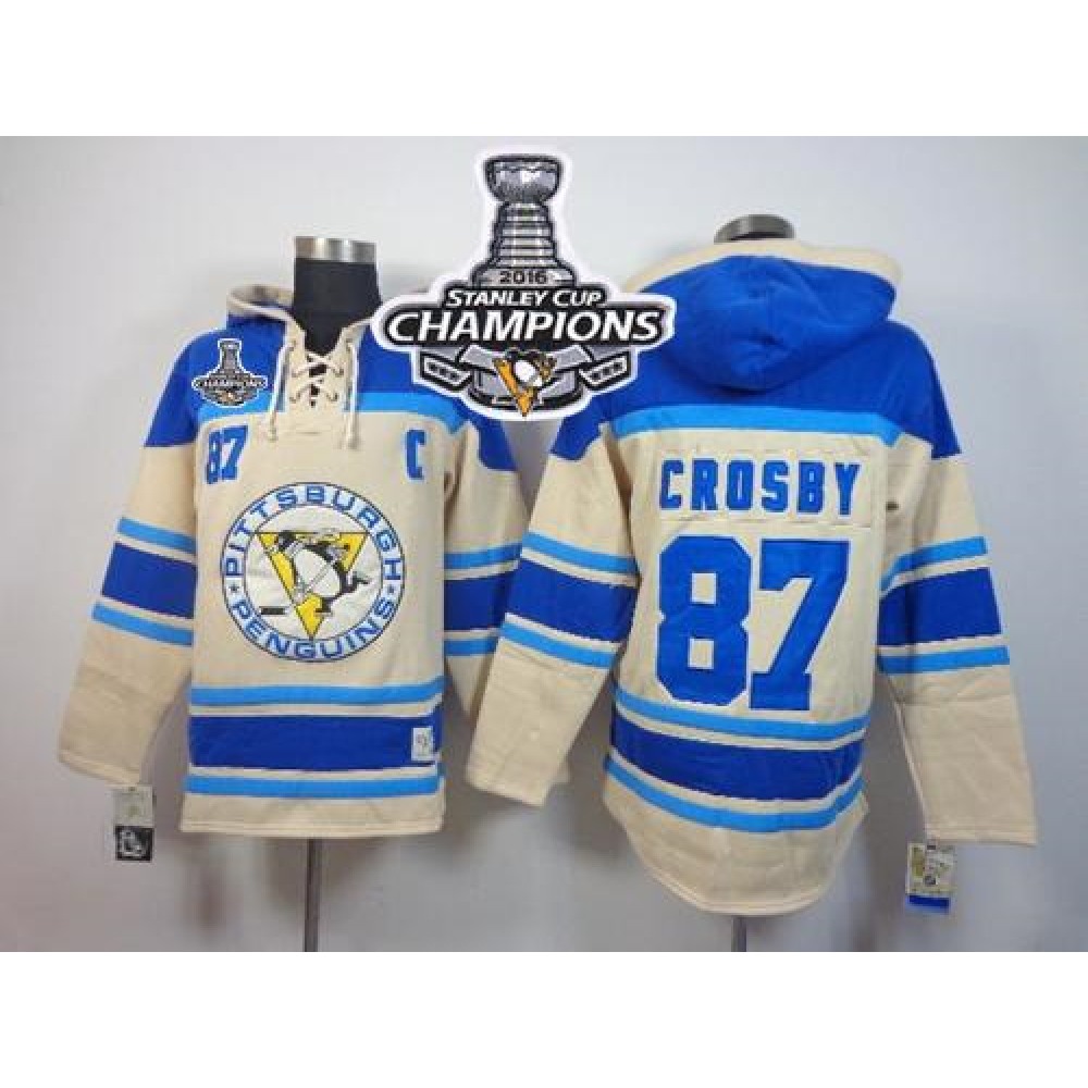 Penguins #87 Sidney Crosby Cream Sawyer Hooded Sweatshirt 2016 Stanley Cup Champions Stitched NHL Jersey Penguins #87 Sidney Crosby Cream Sawyer Hooded Sweatshirt 2016 Stanley Cup Champions Stitched NHL Jersey