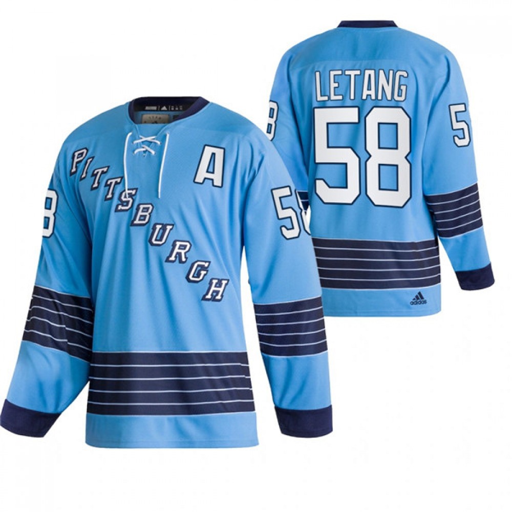 Men's Pittsburgh Penguins #58 Kris Letang 2022 Blue Classics Stitched Jersey Men's Pittsburgh Penguins #58 Kris Letang 2022 Blue Classics Stitched Jersey