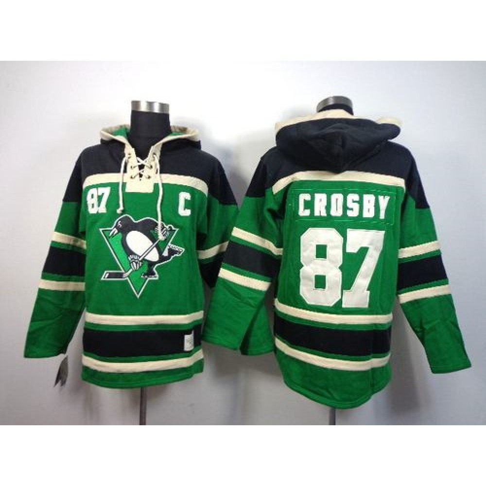 Penguins #87 Sidney Crosby Green St. Patrick's Day McNary Lace Hoodie Stitched NHL Jersey Penguins #87 Sidney Crosby Green St. Patrick's Day McNary Lace Hoodie Stitched NHL Jersey