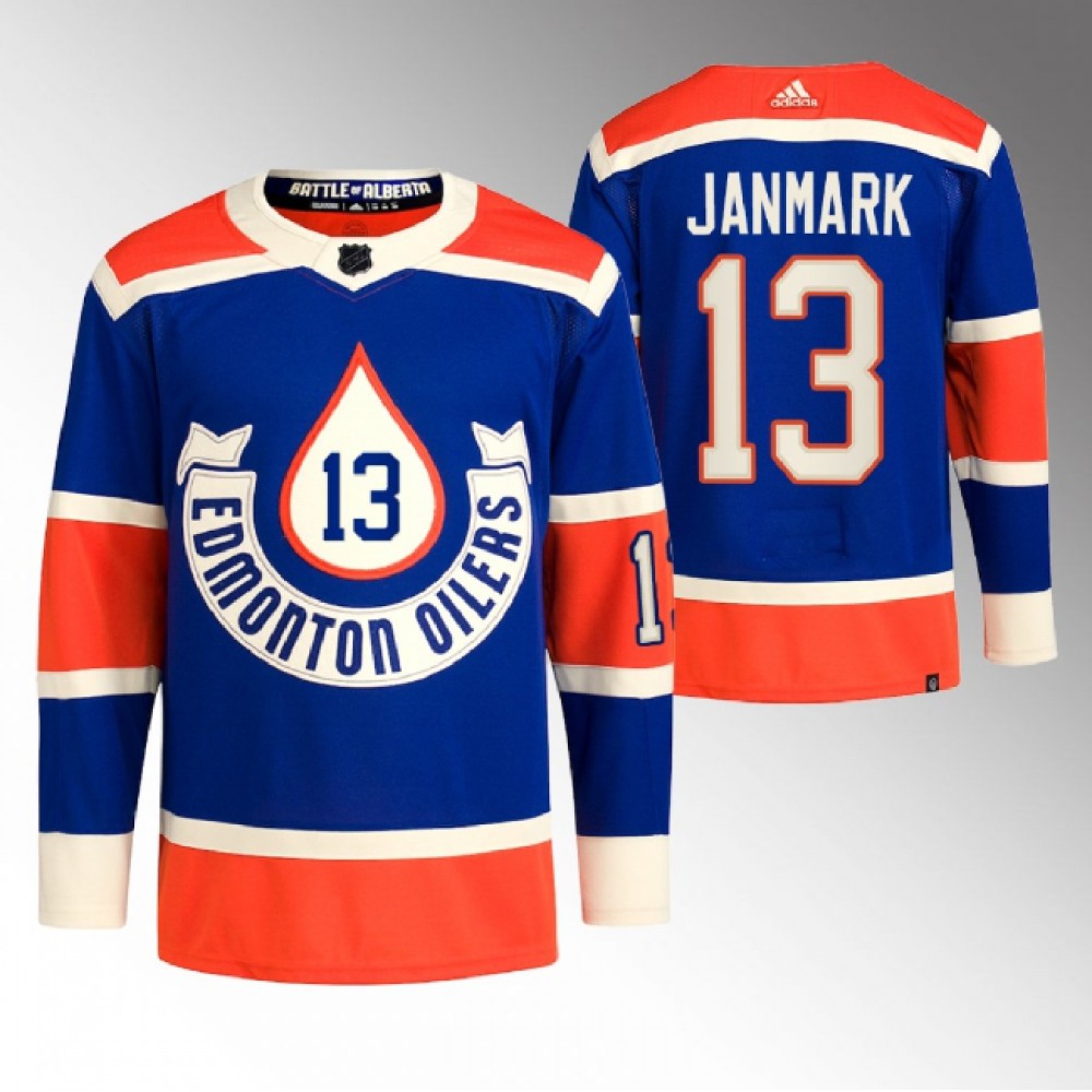 Men's Edmonton Oilers #13 Mattias Janmark 2023 Royal Heritage Classic Primegreen Stitched Jersey Men's Edmonton Oilers #13 Mattias Janmark 2023 Royal Heritage Classic Primegreen Stitched Jersey