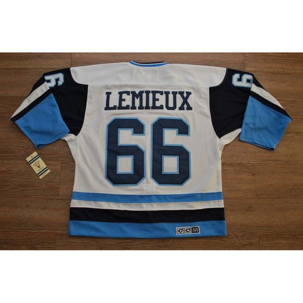 Penguins #66 Mario Lemieux Stitched White/Blue CCM Throwback NHL Jersey Penguins #66 Mario Lemieux Stitched White/Blue CCM Throwback NHL Jersey