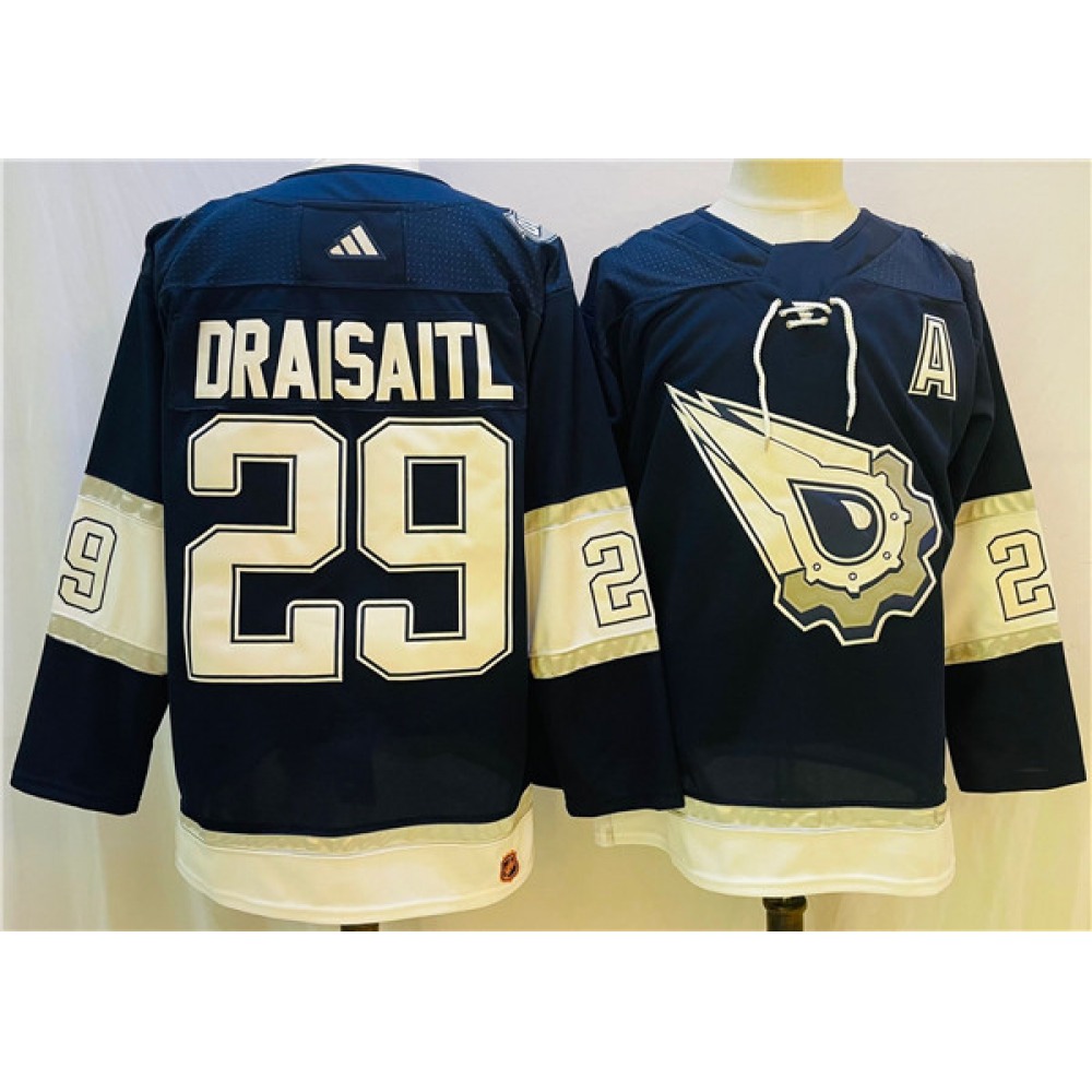 Men's Edmonton Oilers #29 Leon Draisaitl Navy/White Stitched Jersey Men's Edmonton Oilers #29 Leon Draisaitl Navy/White Stitched Jersey