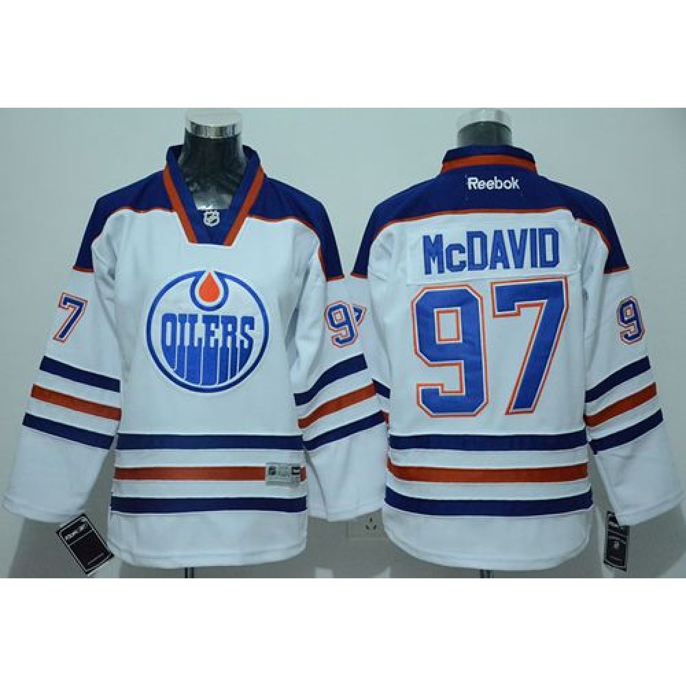 Oilers #97 Connor McDavid White Stitched Youth NHL Jersey