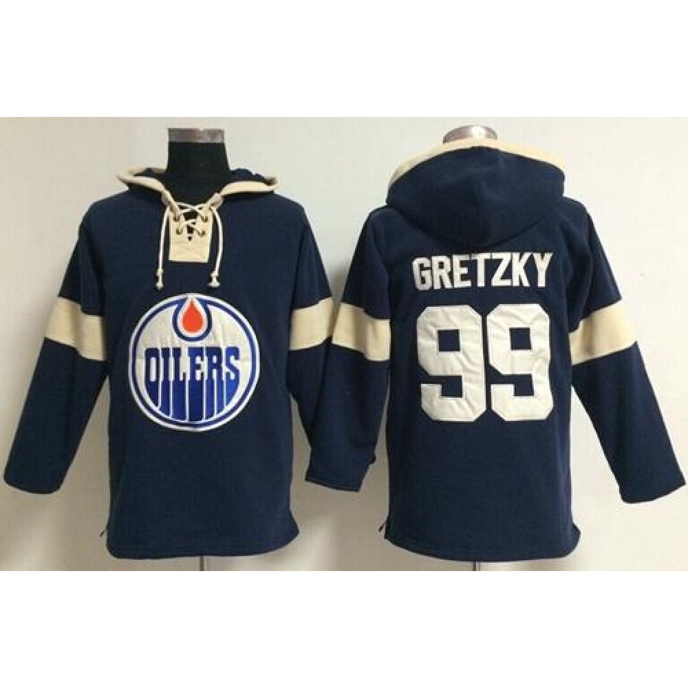 Edmonton Oilers #99 Wayne Gretzky Dark Blue Pullover NHL Hoodie Edmonton Oilers #99 Wayne Gretzky Dark Blue Pullover NHL Hoodie