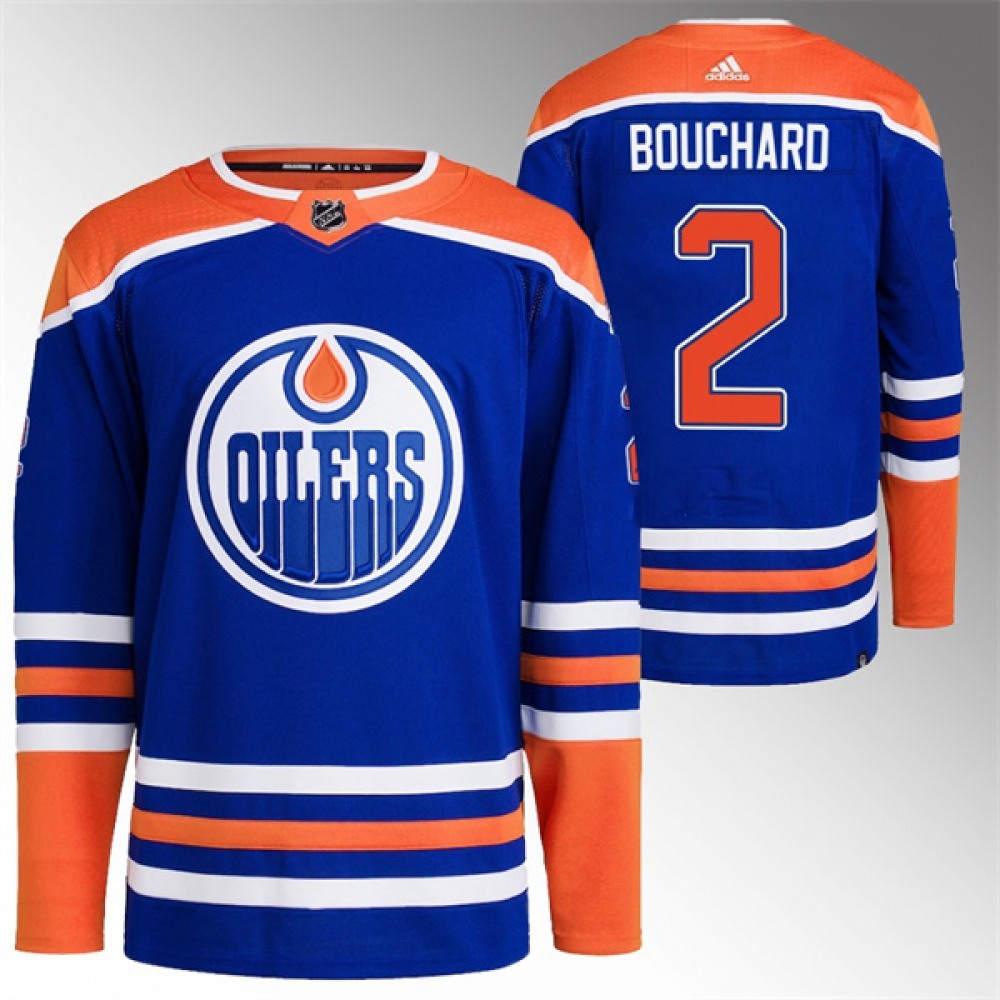 Men's Edmonton Oilers #2 Evan Bouchard Royal Stitched Jersey Men's Edmonton Oilers #2 Evan Bouchard Royal Stitched Jersey