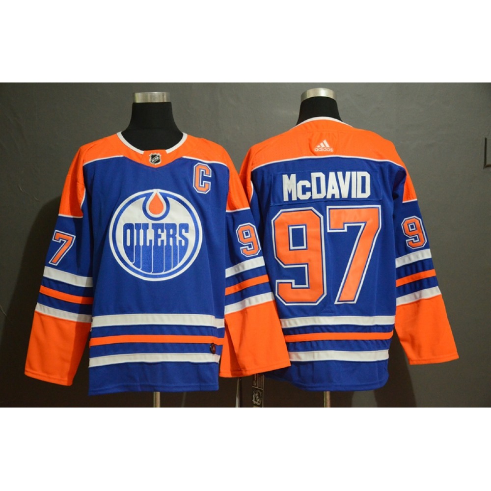 Men's Edmonton Oilers #97 Connor McDavid Royal Stitched NHL Jersey Men's Edmonton Oilers #97 Connor McDavid Royal Stitched NHL Jersey