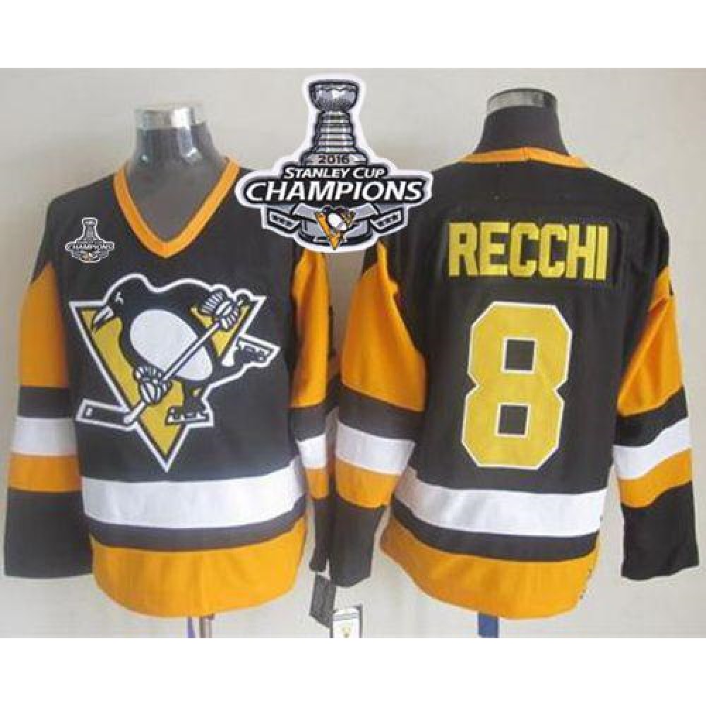 Penguins #8 Mark Recchi Black CCM Throwback 2016 Stanley Cup Champions Stitched NHL Jersey Penguins #8 Mark Recchi Black CCM Throwback 2016 Stanley Cup Champions Stitched NHL Jersey