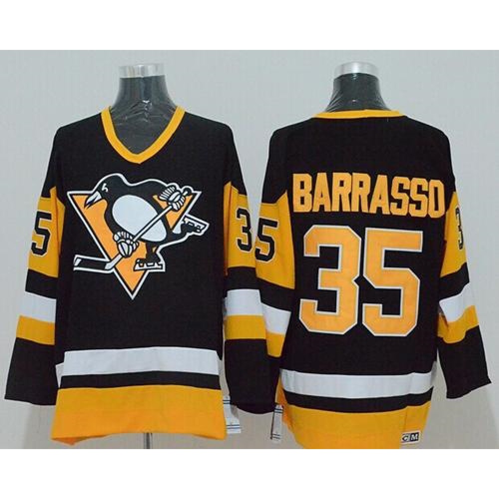 Mitchell&Ness Penguins #35 Tom Barrasso Black Stitched NHL Jersey Mitchell&Ness Penguins #35 Tom Barrasso Black Stitched NHL Jersey